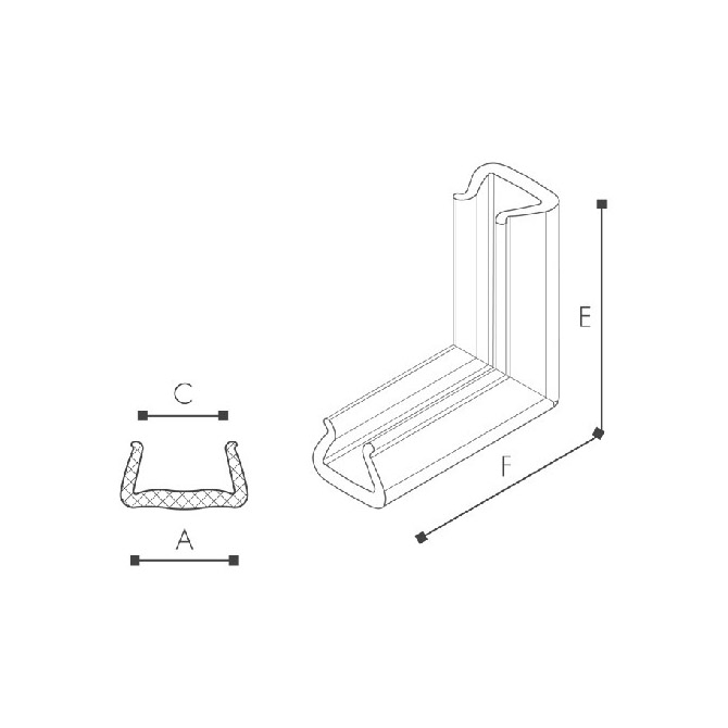PE-U-Profil 24mm x 100mm x 100mm-corner