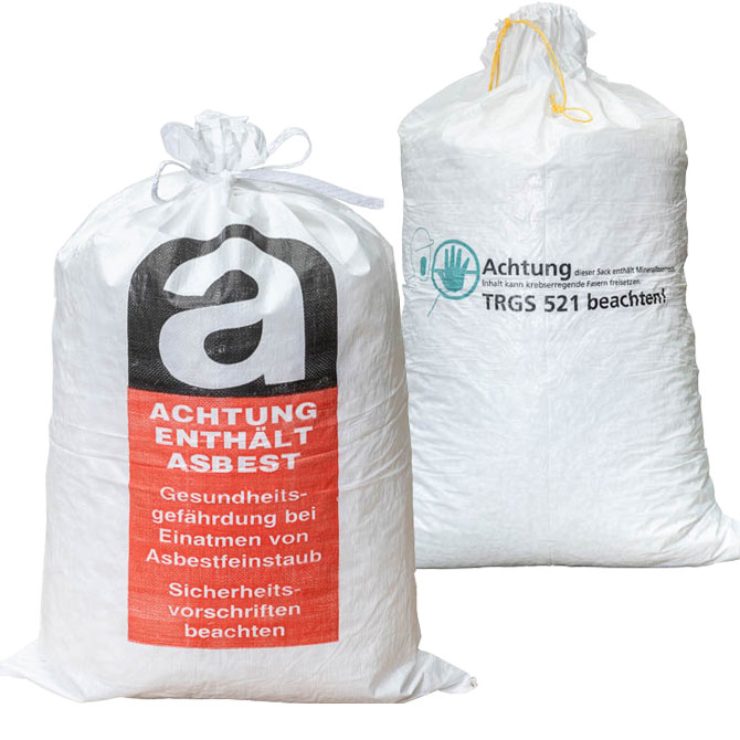 PP-Bändchengewebesäcke für KMF- und Asbestentsorgung