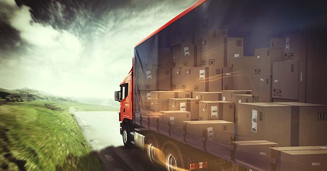 LKW mit Kartons LKW mit Kartons