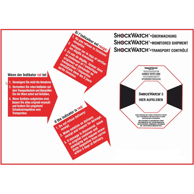 Shockwatch 2 m. Label pink 5g/50ms