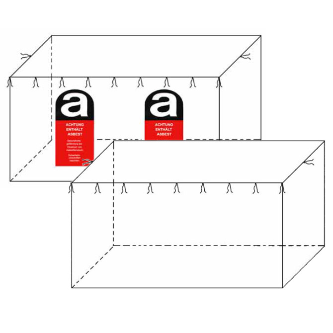 Containerbags mit Asbest- und KMF-Hinweis sowie unbedruckt